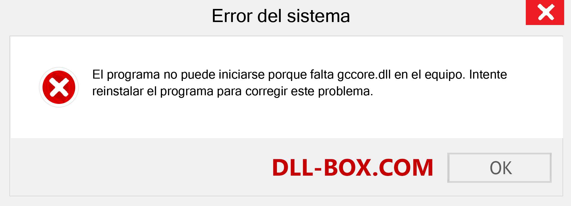 ¿Falta el archivo gccore.dll ?. Descargar para Windows 7, 8, 10 - Corregir gccore dll Missing Error en Windows, fotos, imágenes